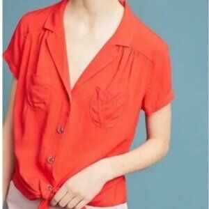 Red Maeve Bateau Front Tie Blouse from Anthropologie